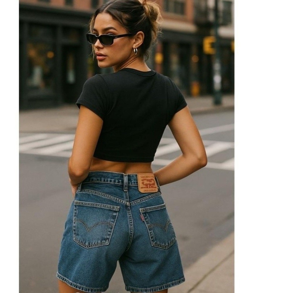 Levi Strauss Co Shorts Womens 33 Blue Denim 5 Pocket‎ Button Zip Closure